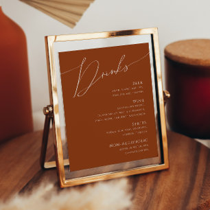 Wüste   Terracotta Wedding Drinks Menu Poster