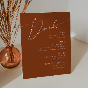 Wüste   Terracotta Wedding Drinks Menu Sockelschild