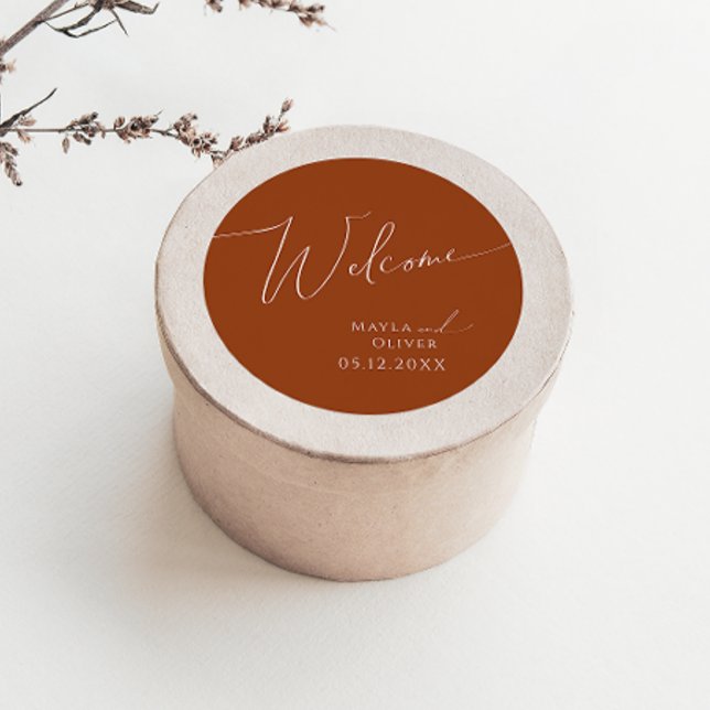 Wüste | Terracotta Wedding Welcome Runder Aufkleber (Von Creator hochgeladen)