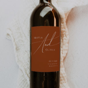Wüste Terracotta Wedding Wine Label Weinetikett
