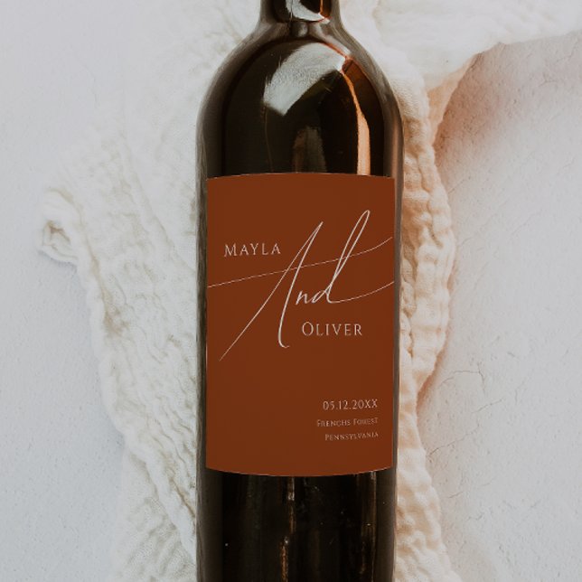 Wüste | Terracotta Wedding Wine Label Weinetikett (Von Creator hochgeladen)