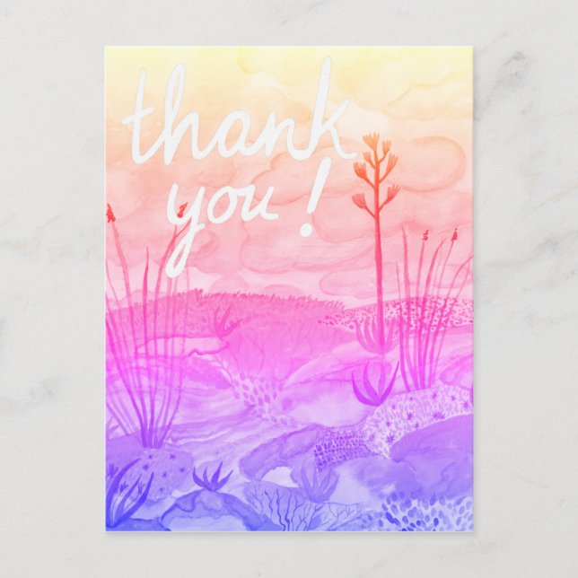 Wüste Träume Wasserfarbe New Mexico Sunset Danke Postkarte (Vorderseite)