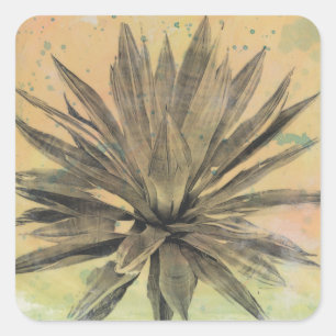 Wüste träumt   grüne Pflanze Quadratischer Aufkleber