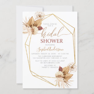 Wüste Tropical Boho Pampas Grass Brautparty Einladung