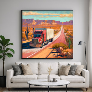 Wüste Trucking - Malerische Fahrzeugkunst Poster