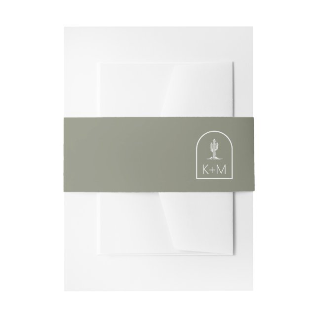 Wüste Vibes Wedding Dark Sage Green ID1019 Einladungsbanderole (Vorderseite Beispiel)