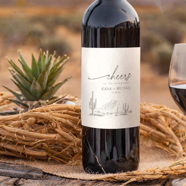 Wüste Vibes Wedding Landscape Ivory ID1019 Weinetikett (Von Creator hochgeladen)