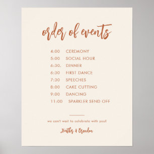 Wüste Wedding Order of Events Timeline Printable Poster
