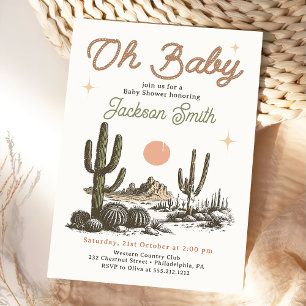 Wüste Western Cowboy Babydusche Einladung