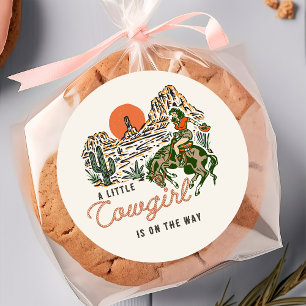 Wüste Western Cowgirl Babyaufkleber Runder Aufkleber