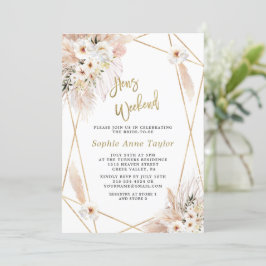 Wüste White Roses Gold Hens Bachelorette Wochenend Einladung