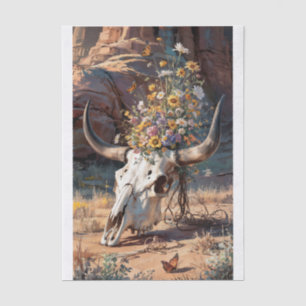 Wüste Wildblume Skull, Südwestthema Seidenpapier