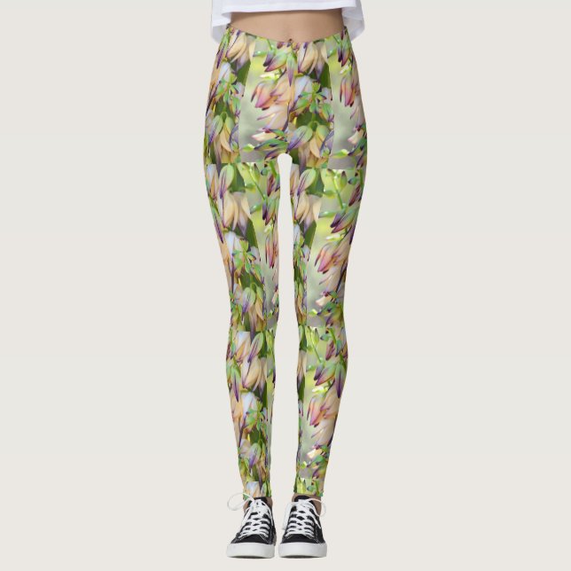 Wüste Yucca-Blumen hellgrün Leggings (Vorderseite)
