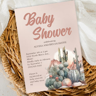 Wüsten-Boho-Chic-Kaktus-Terrakotta-Baby-Party Einladung