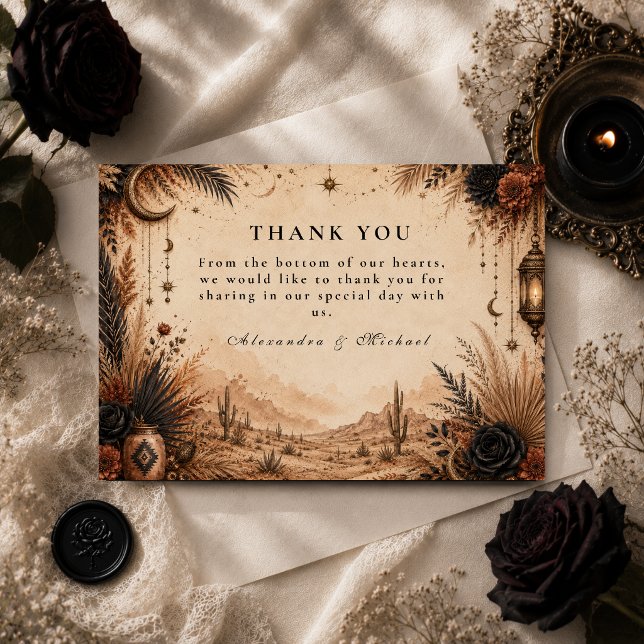 Wüsten-Boho-Goth-Hochzeit Dankeskarte (Von Creator hochgeladen)