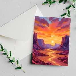 Wüsten-Canyonsonnenuntergang | Gelbe Malerei Karte