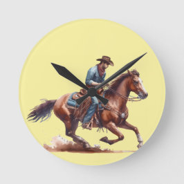 Wüsten-Cowboy  Runde Wanduhr