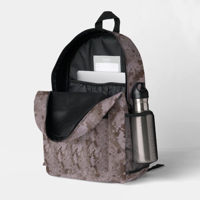 Wüsten-Digitaltarnung Bedruckter Rucksack (Rückseitige Ecke links (Offen) )