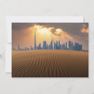 Wüsten   Dubais Skyline View von Sand Dune Dankeskarte