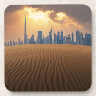 Wüsten   Dubais Skyline View von Sand Dune Getränkeuntersetzer