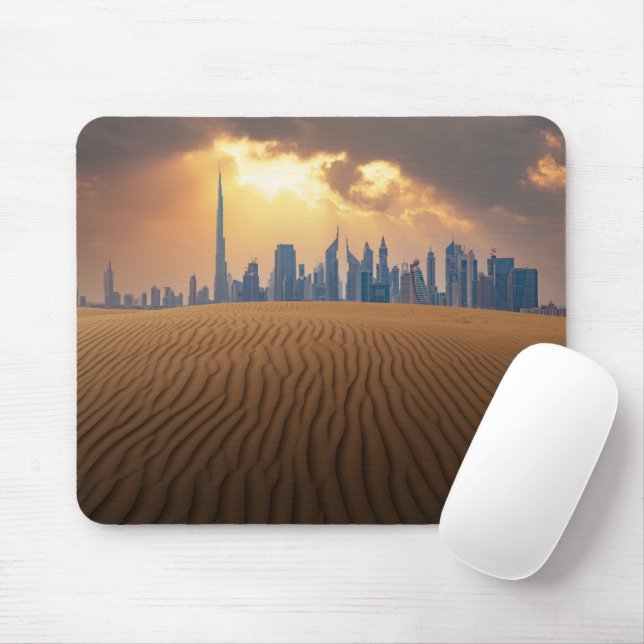 Wüsten | Dubais Skyline View von Sand Dune Mousepad (Mit Mouse)