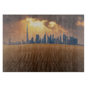 Wüsten Dubais Skyline View von Sand Dune Schneidebrett