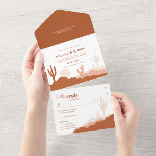 Wüsten-Hochzeitseinladung und RSVP-Karte in einem All In One Einladung