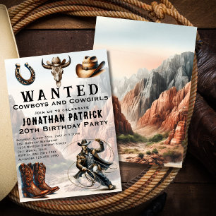 Wüsten-Lasso-Western-Cowboyhut-Geburtstagsfeier Einladung