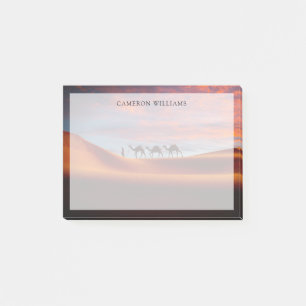 Wüsten   Mann und Kamele in den Sanddünen Post-it Klebezettel