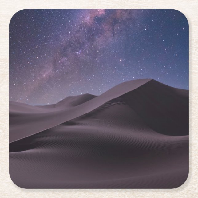 Wüsten | Milky Way Starry Sky Sand Dune Dubai Rechteckiger Pappuntersetzer (Vorderseite)