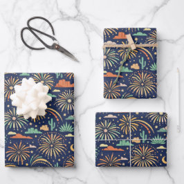 Wüsten-Nacht-Feuerwerk-Feier-Patrouille Geschenkpapier Set