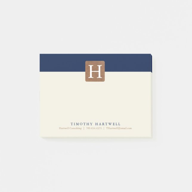 Wüsten-Nachtfarbaufgeteiltes mutiges Monogramm Post-it Klebezettel (Vorderseite)