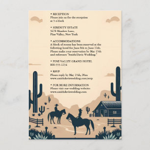 Wüsten-Rodeo-Retro-Pferd-rustische-westliche-Hochz Begleitkarte