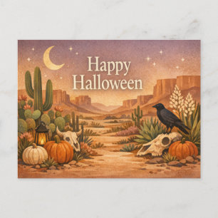 Wüsten-Salbei-Kaktus-Halloween Feiertagspostkarte