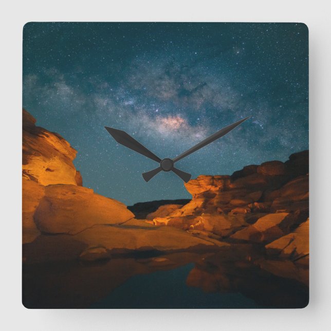 Wüsten | Sam Pan Bok Night Time Thailand Quadratische Wanduhr (Vorderseite)