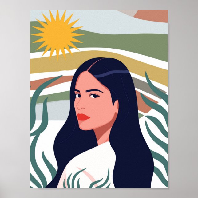 Wüsten-Sonnen-Frauen-Kunst Poster (Vorne)