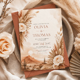 Wüsten-Sonnenuntergang-Boho-Hochzeitseinladung Einladung