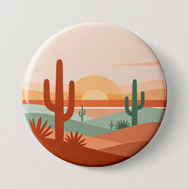 Wüsten-Sonnenuntergang-Minimalist-Emblem Button (Vorderseite)