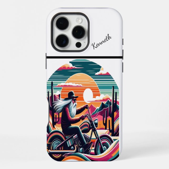 Wüsten-Sonnenuntergangs-Fahrt iPhone Hülle (Rückseite)