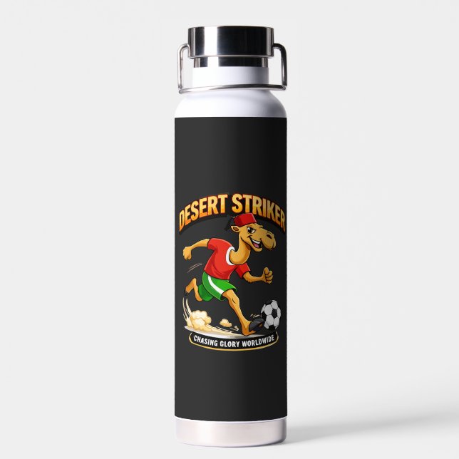 Wüsten-Stürmer Kamel-Fußball-Maskottchen - Marokko Trinkflasche (Rückseite)