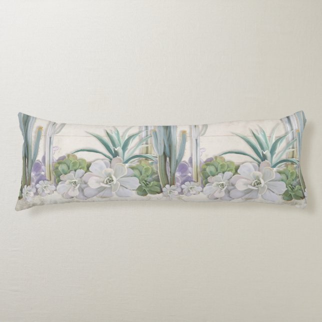 Wüsten-südwestlicher Kaktus saftiges Shiplap Holz Seitenschläferkissen (Vorderseite)