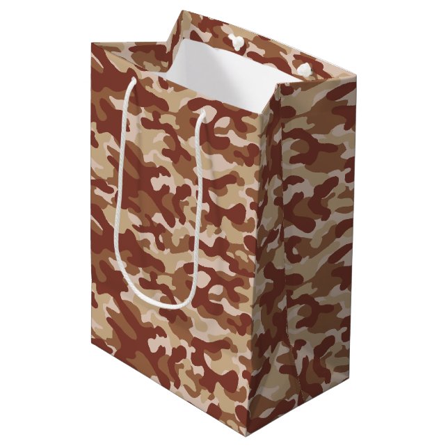 Wüsten-Tarn-Camo Mittlere Geschenktüte (Vorderseite Schrägansicht)