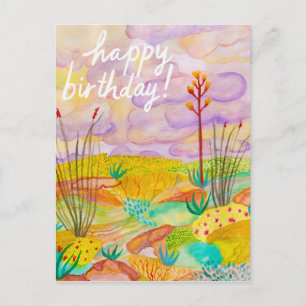 Wüsten-Träume Aquarell New Mexico Geburtstag Postkarte
