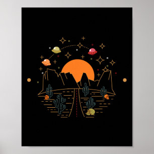 Wüsten-Ufo-Berge-Abenteuer-Straßen-Trip-Vintage-C Poster