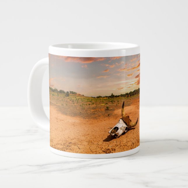 Wüsten | Wüste mit Kuhschädel Jumbo-Tasse (Vorderseite Links)