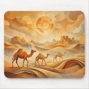 Wüstenaufgang Kamele Verschiebende Sanddünen Mousepad