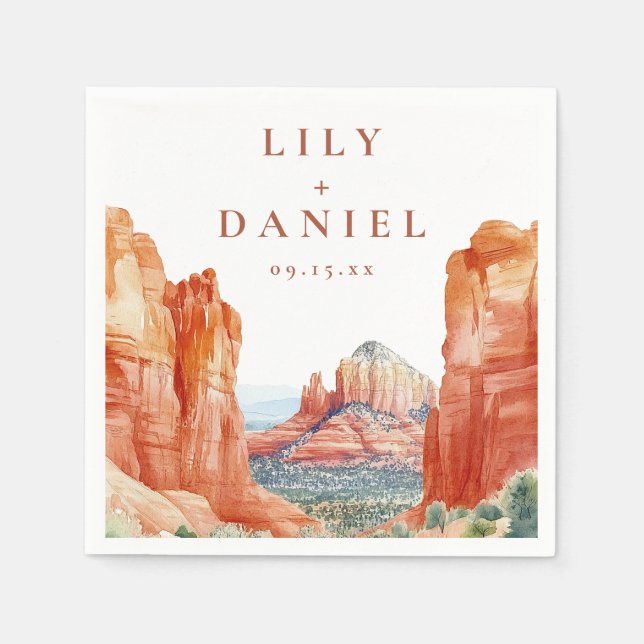 Wüstenberg-Wasserfarben-Zielhochzeit Serviette (Vorderseite)