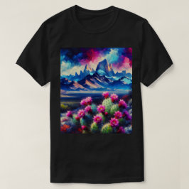 Wüstenberge blühender Kaktus Unisex T-Shirt