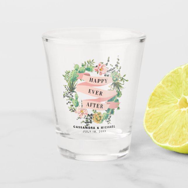 Wüstenbloms Wreath Wedding Schnapsglas (Vorderseite)