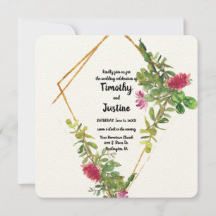 Wüstenblumen und Kaktus Aquarell Hochzeit Einladung